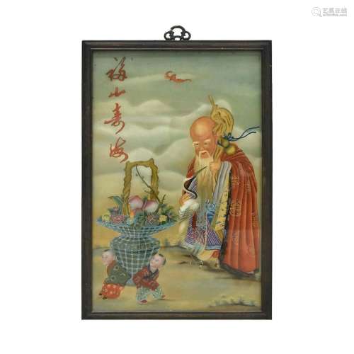 A CHINESE REVERSE PAINTING SHUOLAO, FRAMED
