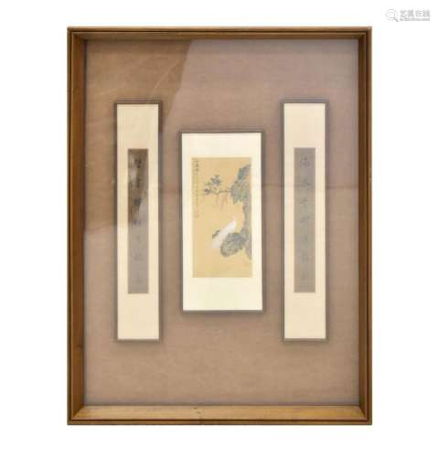 A CHINESE FRAMED CHINESE SCROLL PAINTING