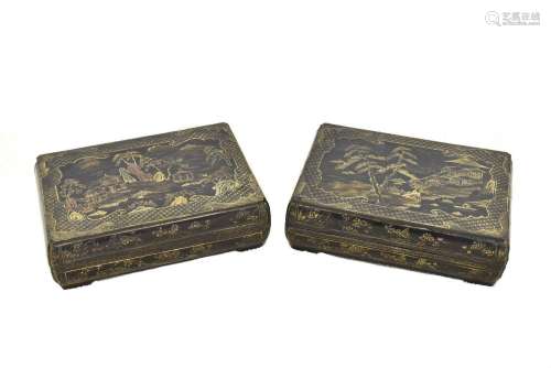 PAIR CHINESE OF LACQUER LIDDED BOXES