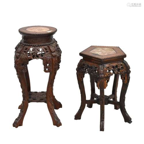 SET OF 2 PCS CHINESE CARVED CHINESE STANDS