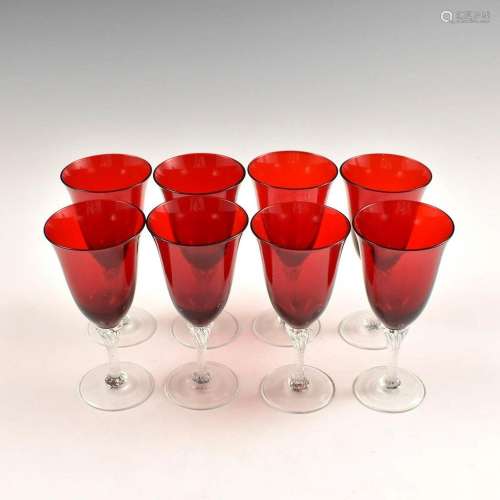 RED GLASS WINE SET OF 8