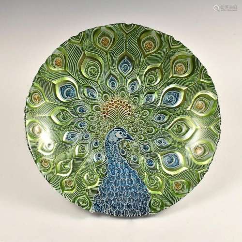 PEACOCK GLASS PLATE WITH STAND