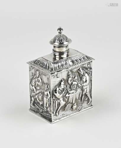 Silver tea caddy