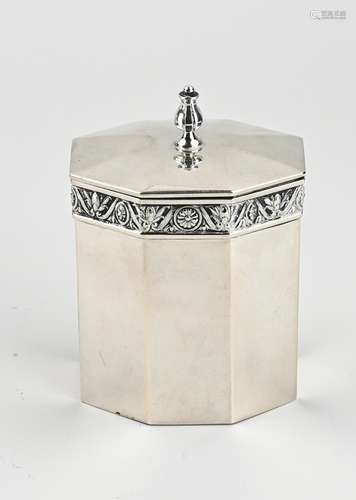 Silver tea caddy