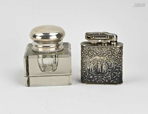 Silver inkwell with lighter