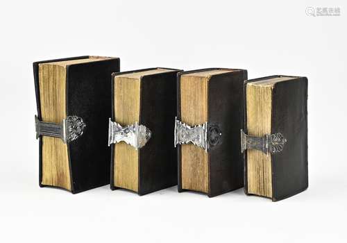 4x Antique bible with silverware