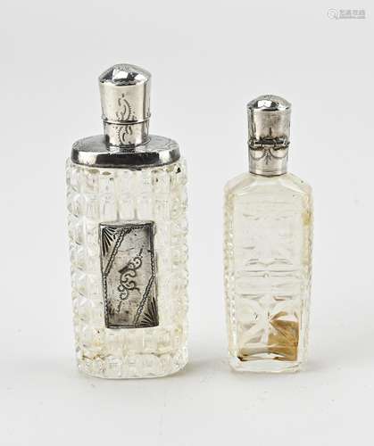 2 Odor bottles with silver