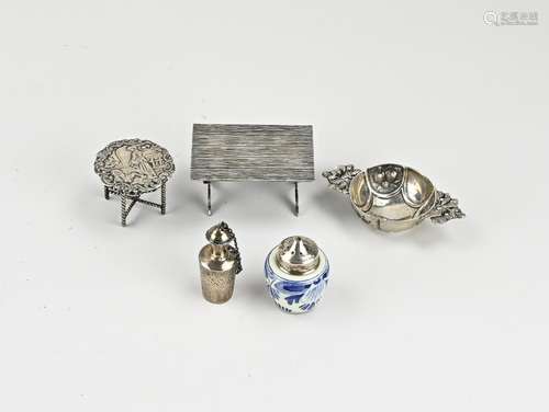 Five silver miniatures