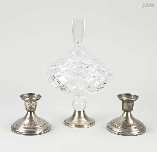 Candlesticks/crystal with silver