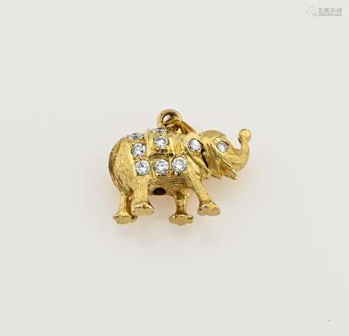 Gold elephant pendant with diamond