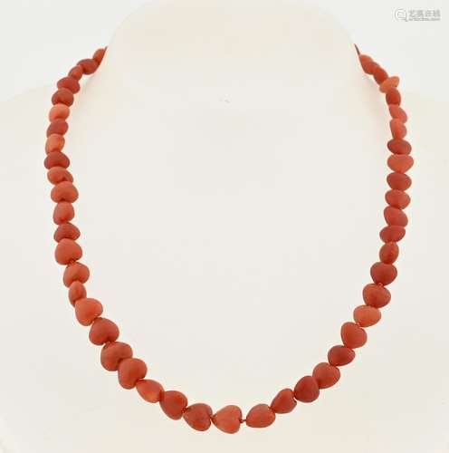 Red coral heart necklace