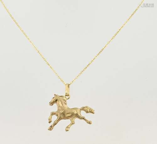 Gold necklace with horse