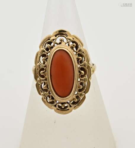 Gold ring with red coral