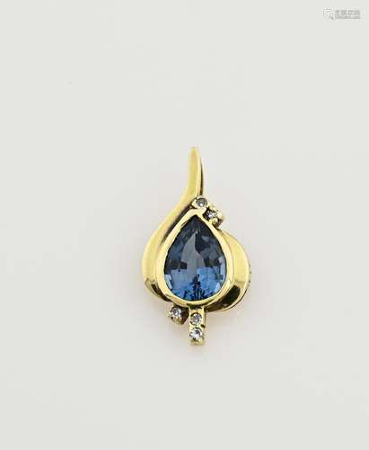 Gold pendant with blue stone