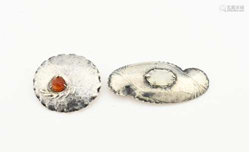 2 silver brooches