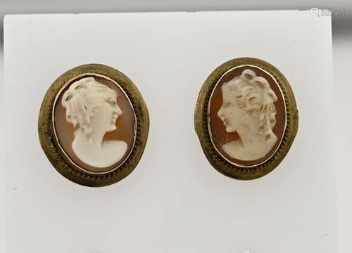 Gold cameo earrings