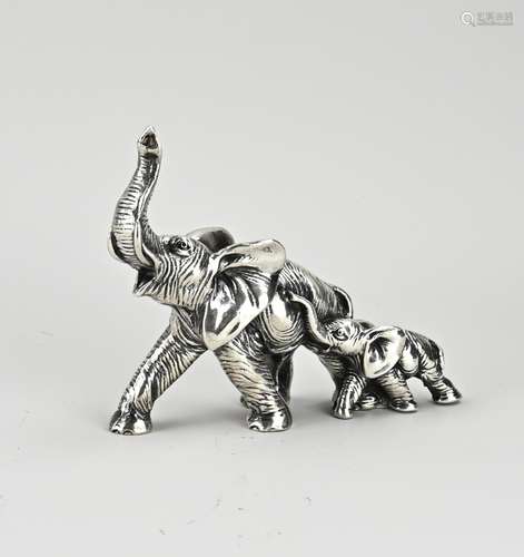 Silver elephant with calf