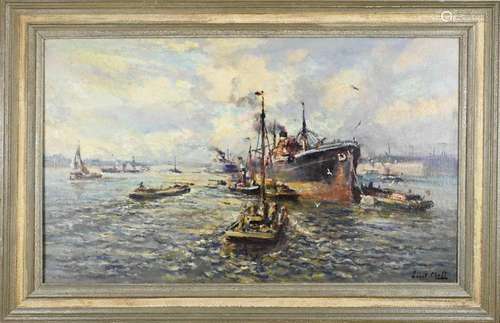 Evert Moll, Rotterdam harbor with ships