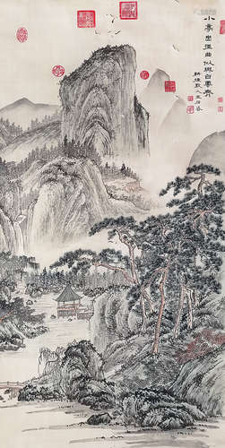 王石穀(款)  山水 設色紙本 鏡片