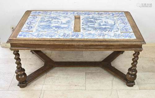 Antique table with Delft plaques
