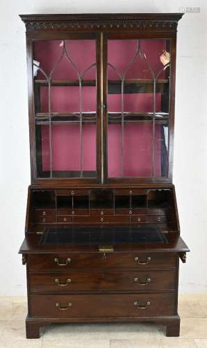 Antique desk with glass upstand, 1800