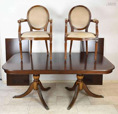 Dining table + 8 chairs (mahogany)