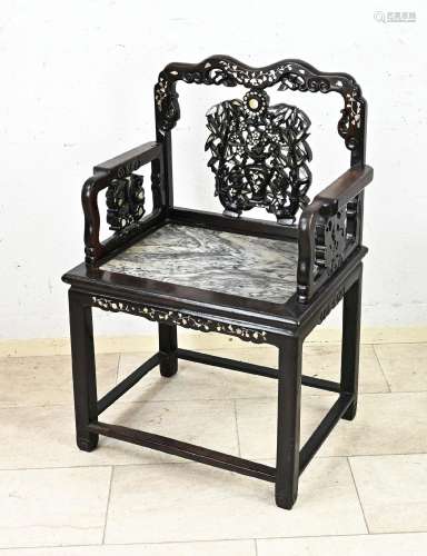 Chinese chair with marble/mother of pearl