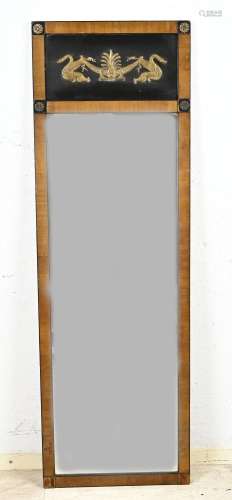 Antique empire hall mirror, H 148 x W 48 cm.