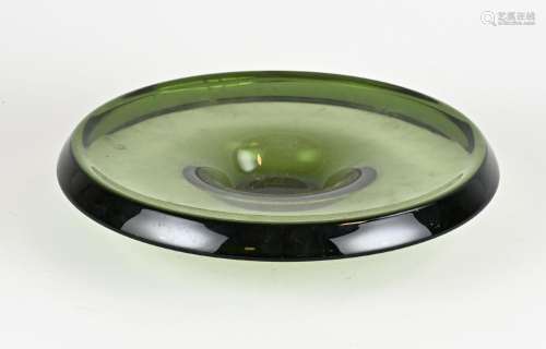 Green glass Copier bowl Ø 33 cm.