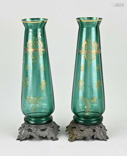 Two glass vases, H 35 cm.