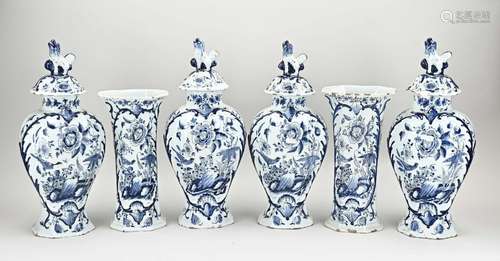 Rare 6-piece Delft cabinet set