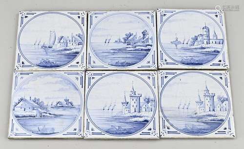 36 Tiles with water landscapes in a circle