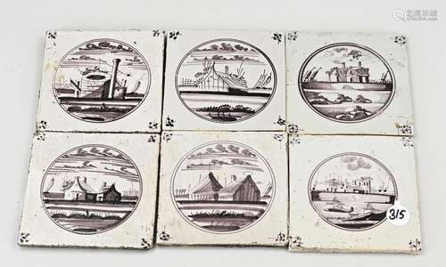 Lot Dutch landscape tiles (24 pcs.)