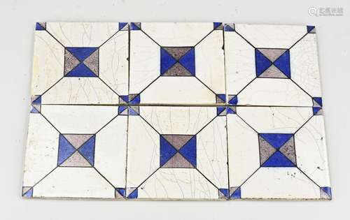 32 Tiles with checkered pattern, 19th century