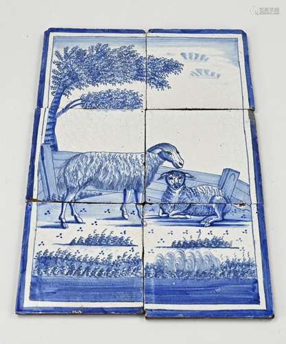 6-Pass tile tableau, 38 x 26 cm.