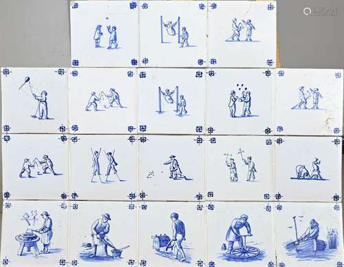 4x Dutch tile tableau, 1900