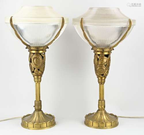 2x E. Jacques Ruhlmann table lamp, H 70 cm.