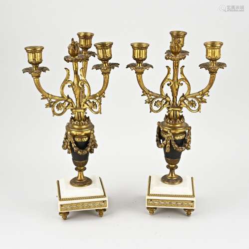 Two antique French candlesticks, H 40 cm.
