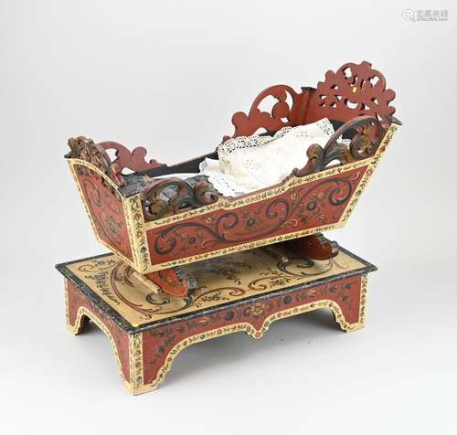 Antique Hindeloopen doll's cradle, 1900