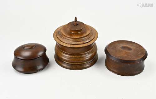 Three antique lidded boxes
