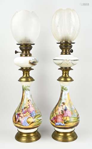 Two French oil lamps