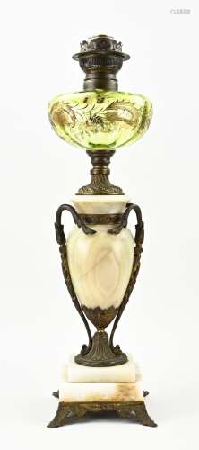 Onyx kerosene lamp, H 60 cm.
