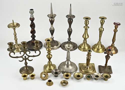 Lot of antique candlesticks