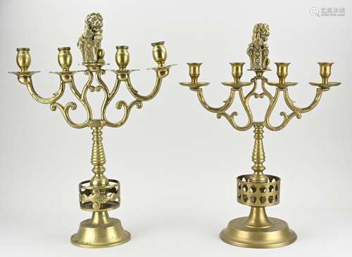 Two Amsterdam candlesticks with city coat of arms