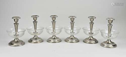 Six old/antique plated candlesticks