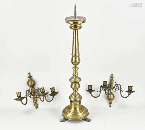 Three brass candlesticks