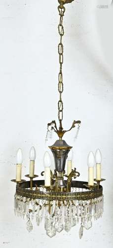 Old gilded chandelier with crystal