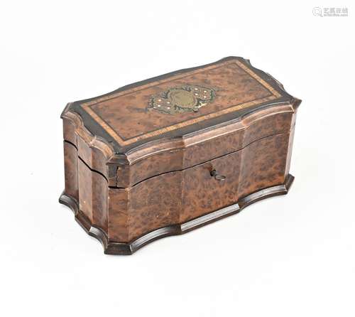 Burr nut boulle tea chest, 1870