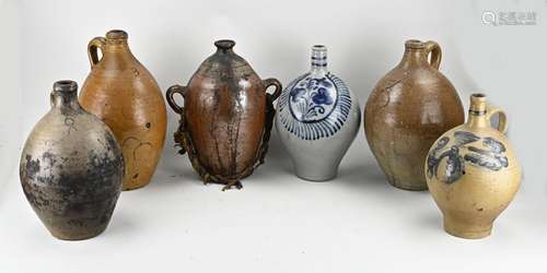 Six stoneware oil jars