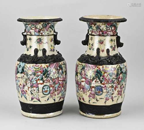 Two Chinese Cantonese vases, H 35.5 cm.